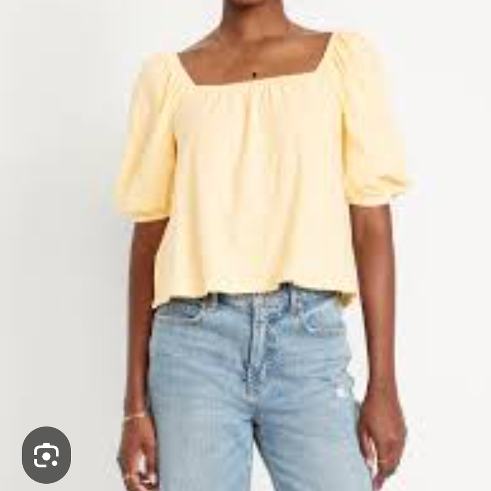 Old Navy Light Yellow Puff Sleeve Blouse